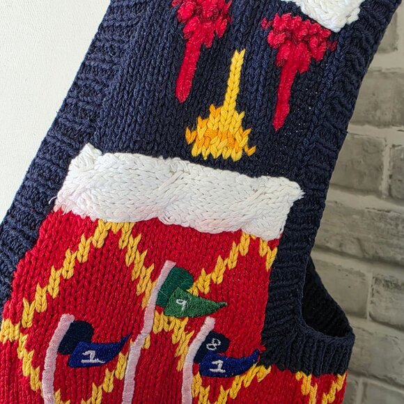 Vintage Marisa Christina Hand Knit Golf Sweater Vest Holiday Novelty Christmas M - Picture 9 of 10